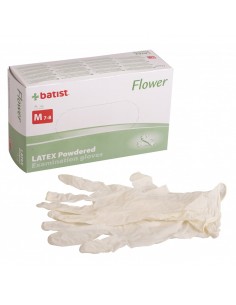 Γάντια latex Flower με πούδρα - λευκό