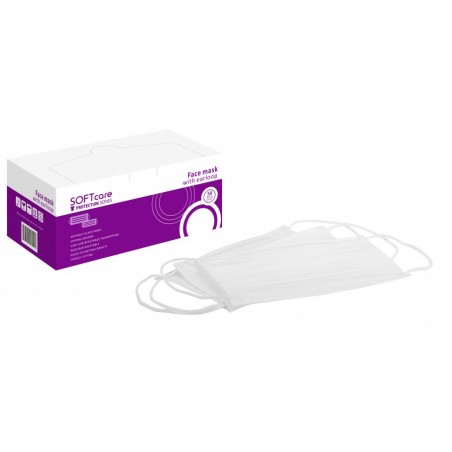 Μάσκα 3ply με λάστιχο - Λευκή