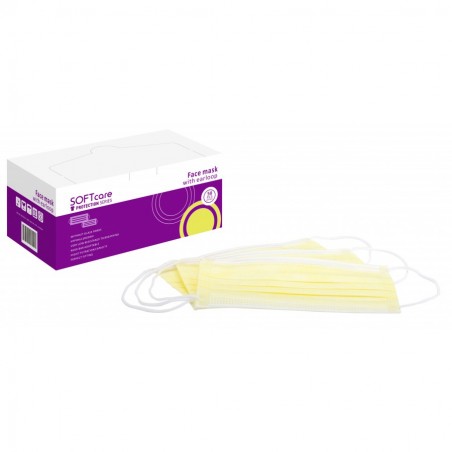 Μάσκα 3ply με λάστιχο - Κίτρινο