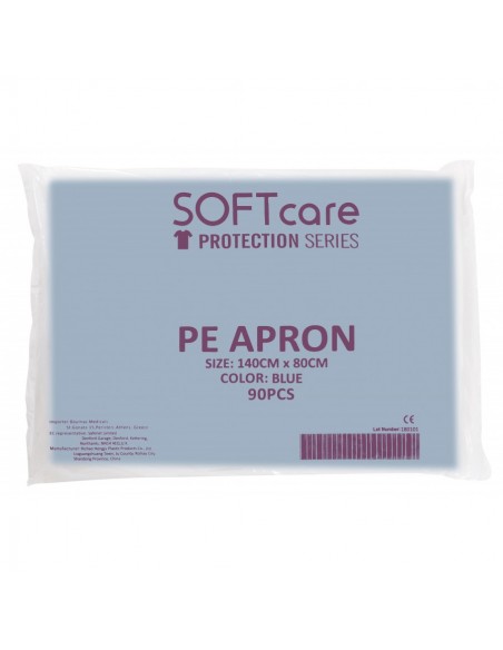 Ποδιά πλαστική μίας χρήσης μπλε (100τμχ)